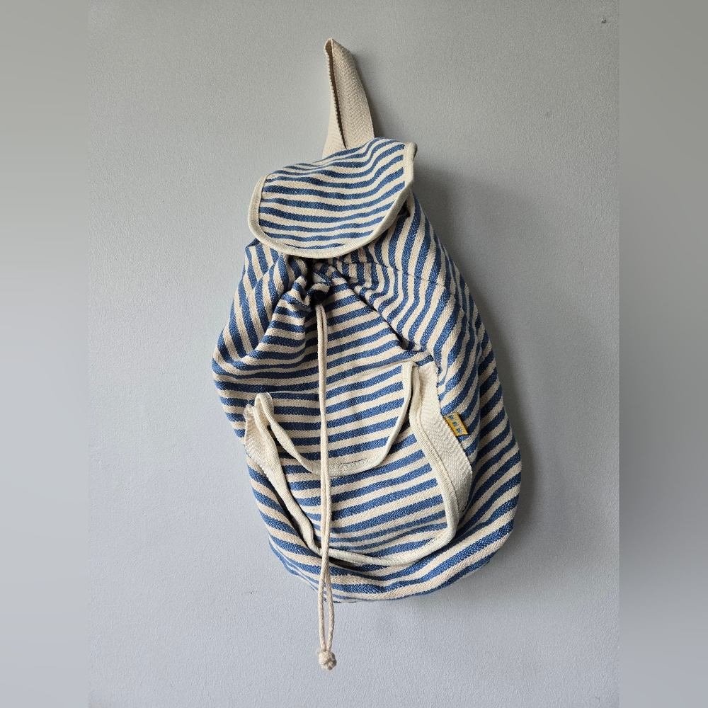 M.M.M. Artesanias Blue Striped Backpack Cloth
